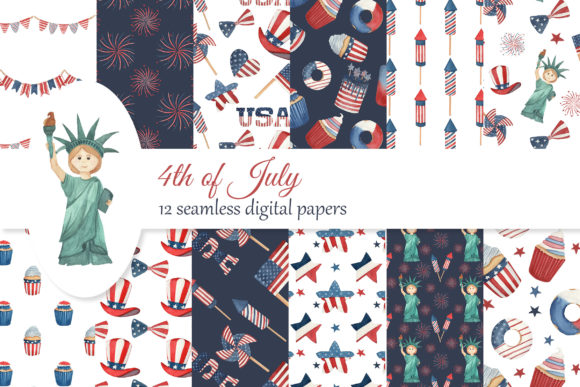 4th of July Digital Papers Pack: Patterns for Sellers