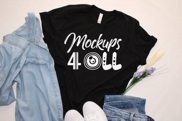 Black Bella Canvas 3001 Mockup Shirt Uni for T-Shirts