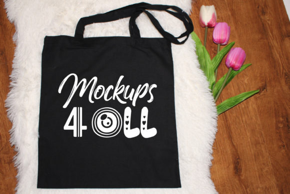 Black Canvas Tote Bag Mockup for Tote Bags Sellers