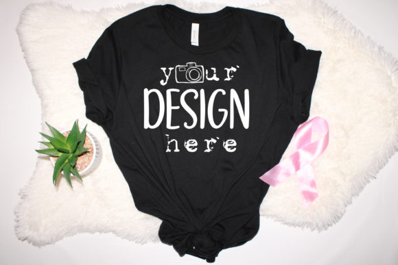 Breast Cancer Mockups: Black T-Shirts for Branding