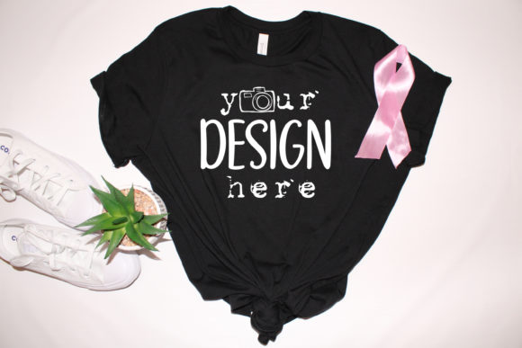 Breast Cancer Mockups: Essential Black T-Shirts