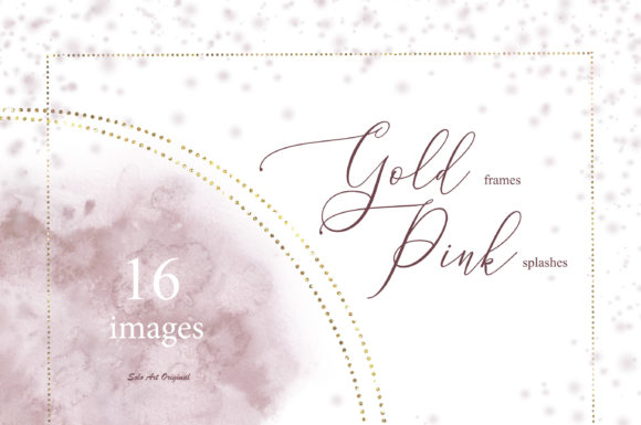 Gold Frame Pink Blush Splash: Elegant Backgrounds