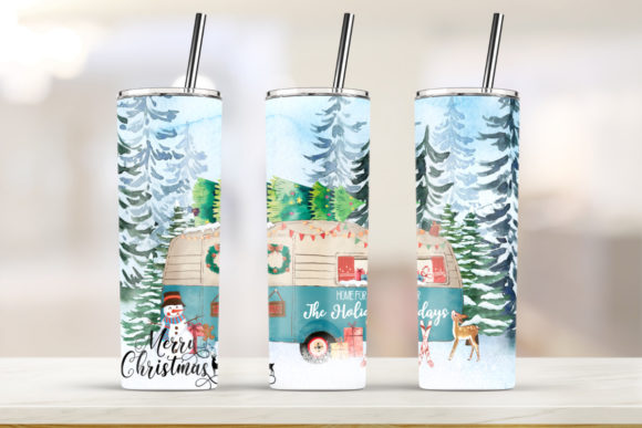 Merry Christmas Watercolor 20oz Skinny Review