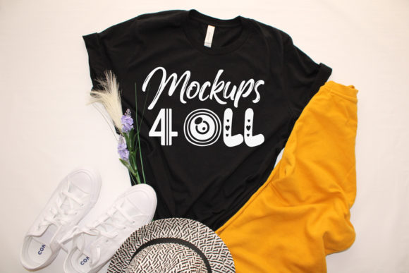 Mockup Bella Canvas 3001 Black Tshirt for T-Shirts