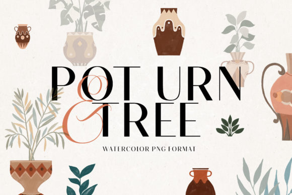 Pot Urn and Tree Watercolor: Essential Decorative Elements