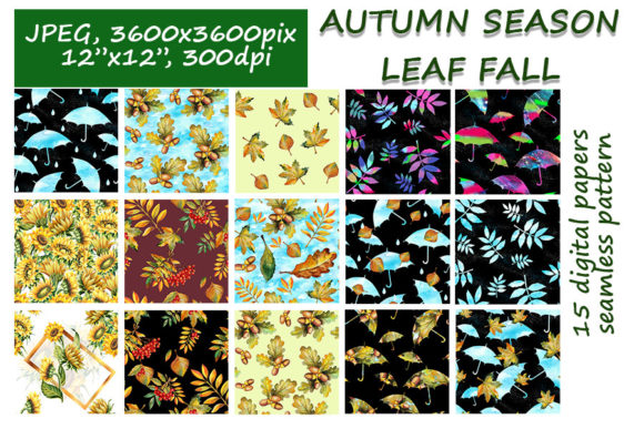Review: Autumn Leaf Fall Patterns Digital Papers for Embroidery