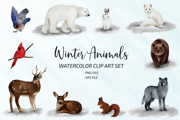 Review: Winter Animals Watercolor Clipart for Embroidery