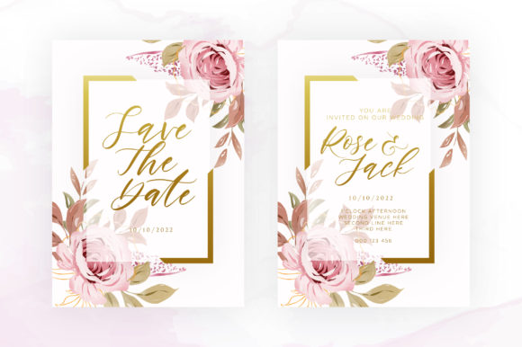 Rose Gold Wedding Invitation Template: Premium Graphic Templates