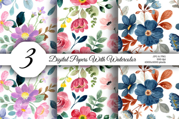 Seamless Pattern Floral Watercolor 179 for Patterns