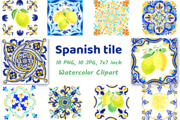 Spanish Ceramic Lemon Clipart: Vibrant Decorative Elements