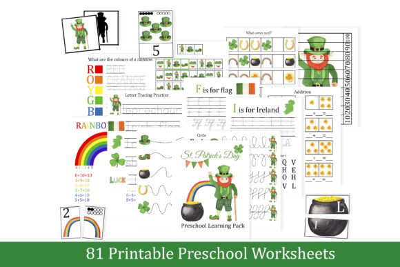 St Patricks Day Preschool Learning Pack for Prek