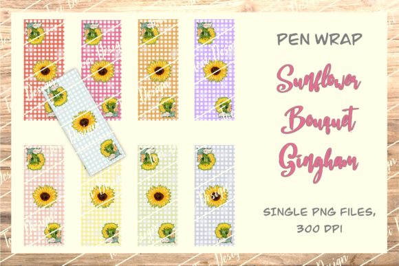 Sunflower Bouquet Gingham Pen Wraps Print Templates