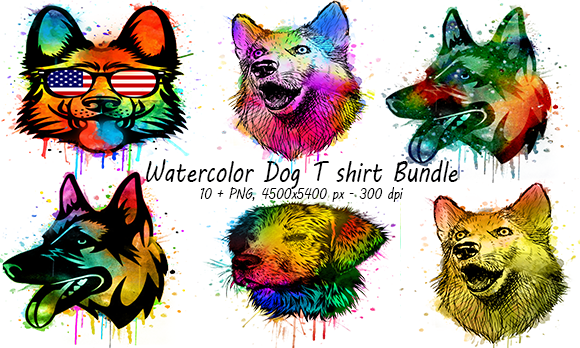 Watercolor Dog T-shirt Design Bundle: Print Templates Review