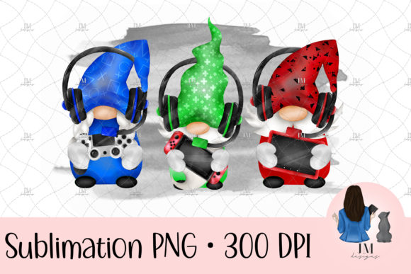 Watercolor Gaming Gnome Trio for Crafts & Branding