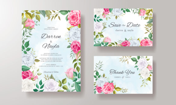 Wedding Card Template Set with Roses: Print Templates Review