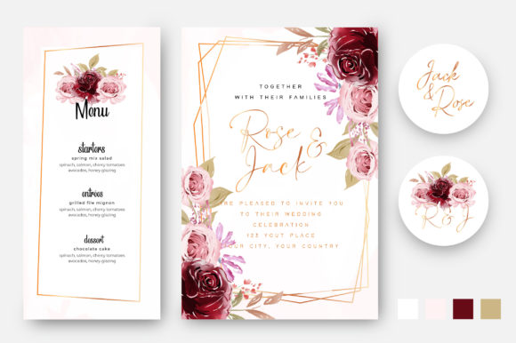 Wedding Cards with Beautiful Floral Set: Print Templates Review